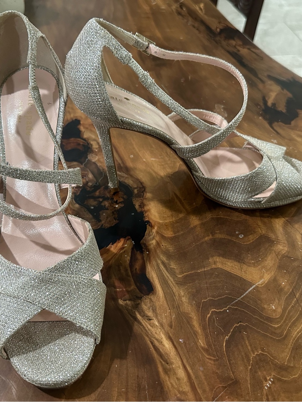 Kate Spade Metallic Cross-Strap High Heel Sandals